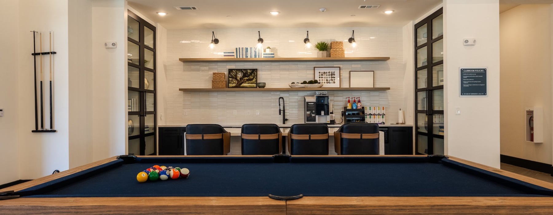 Clubhouse Pool Table and Coffee Bar at Madison Trails Apartments in 30046 Lawrenceville, Georgia